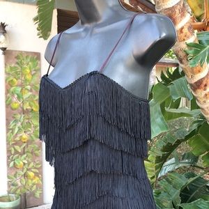 Vintage Casey Louise fringed corset slip dress